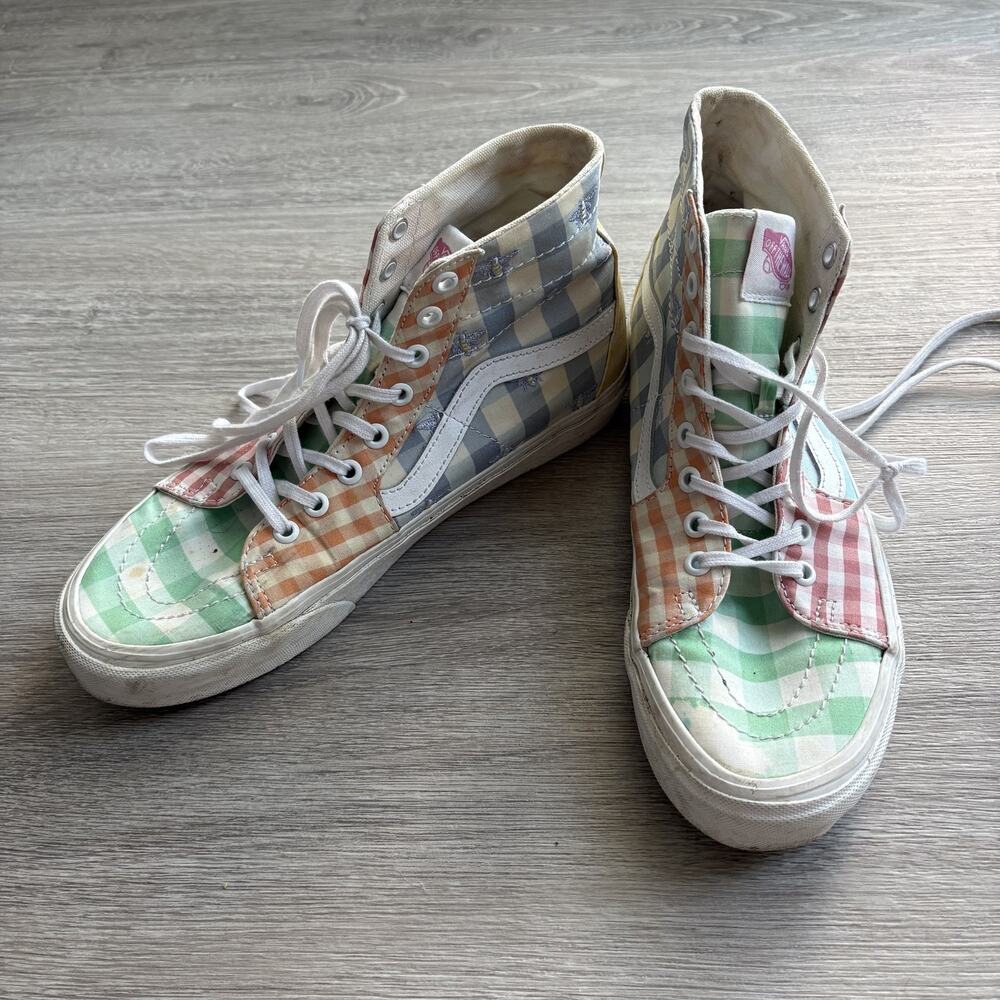 Vans Sk8-Hi Women's 10 Cherry Gingham Patchwork High Top Sneakers